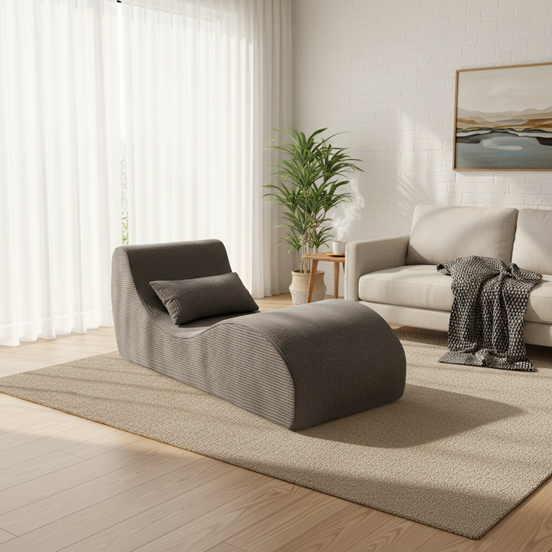Sofá de acento comprimido de pana escandinava contemporánea - Silla de salón en forma de onda para sala de estar 