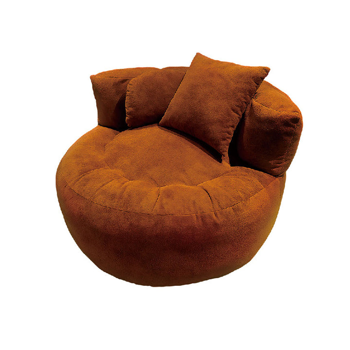 Contemporary Scandinavian Toweling Compressed Single Sofa - Round Circular Accent Chair For Living Room