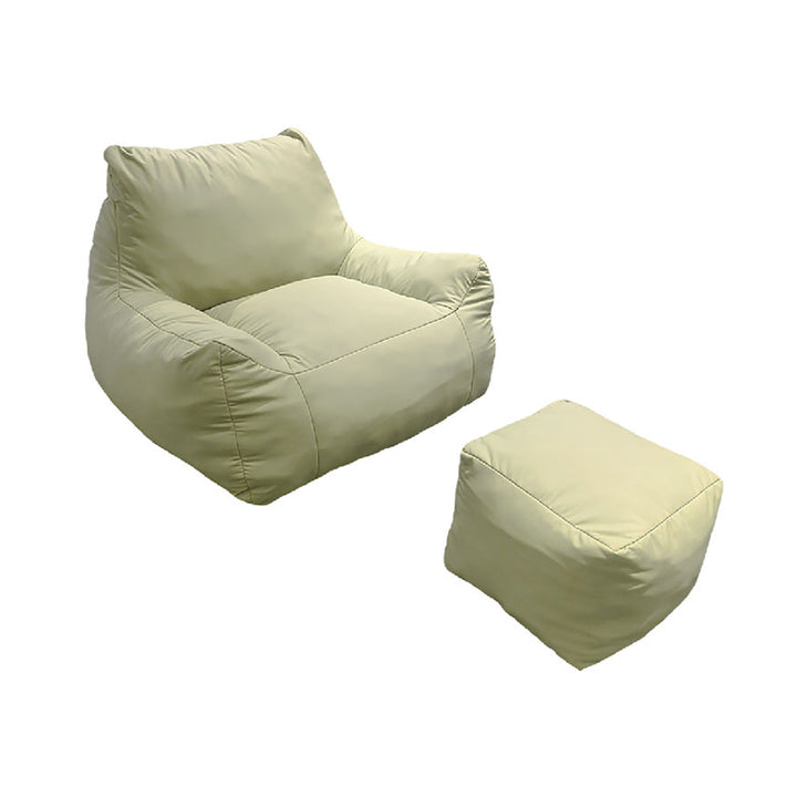 Modern Frameless Leathaire Compressed Sofa - Vacuum Compressed No-Installation Lounge Chair With Footstool For Living Room