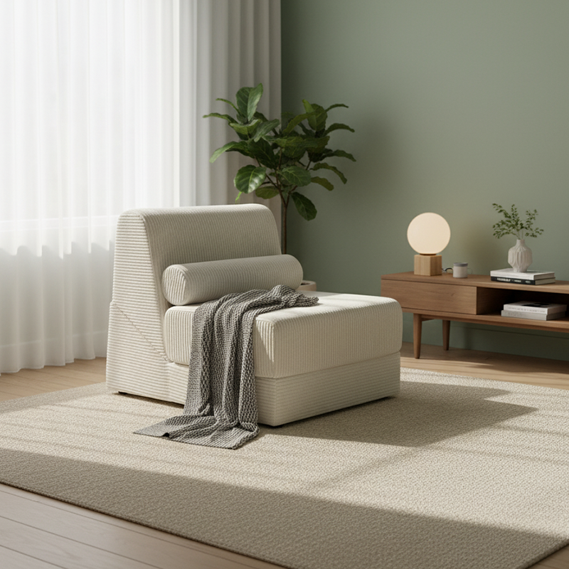 Modern Modular Corduroy Compressed Sofa - Vacuum Compressed Convertible Lounge Chair For Living Room