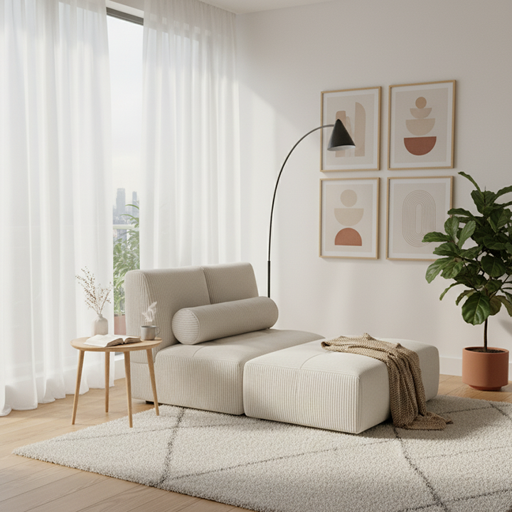 Modern Modular Corduroy Compressed Sofa - Vacuum Compressed Convertible Lounge Chair For Living Room