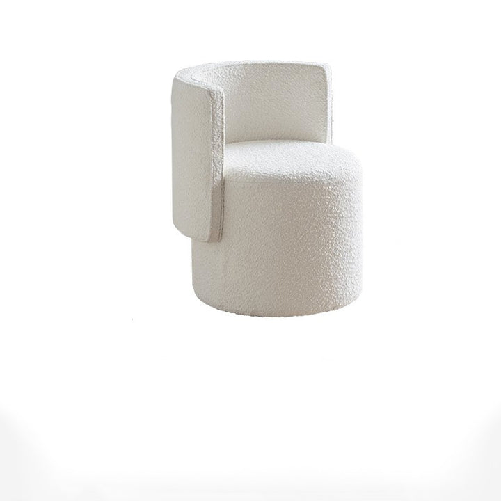 Moderner minimalistischer drehbarer zylindrischer Hocker aus Mikrofaserleder, Aluminiumlegierung und Holz, Rückenlehne ohne Armlehnen für das Schlafzimmer 