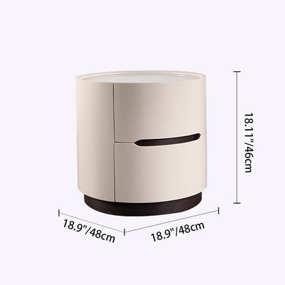 Round Anti-Collision Rotatable Nightstand - Luxury Design Practical Storage Board Side Table 2-Drawer For Bedroom