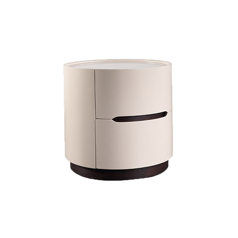 Round Anti-Collision Rotatable Nightstand - Luxury Design Practical Storage Board Side Table 2-Drawer For Bedroom