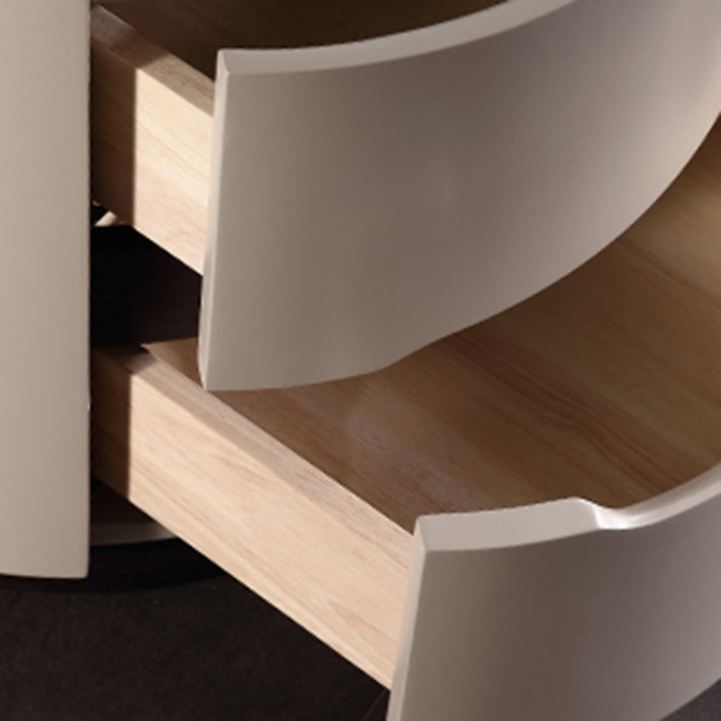 Round Anti-Collision Rotatable Nightstand - Luxury Design Practical Storage Board Side Table 2-Drawer For Bedroom