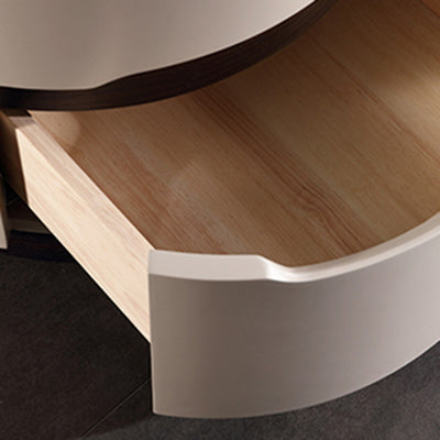 Round Anti-Collision Rotatable Nightstand - Luxury Design Practical Storage Board Side Table 2-Drawer For Bedroom