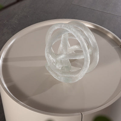 Round Anti-Collision Rotatable Nightstand - Luxury Design Practical Storage Board Side Table 2-Drawer For Bedroom