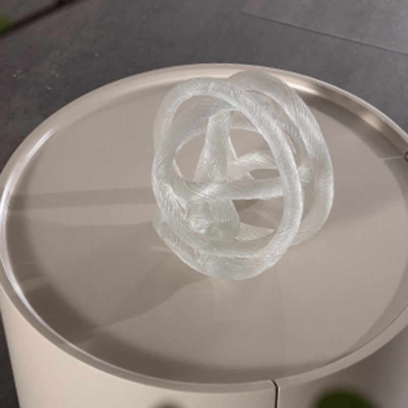 Round Anti-Collision Rotatable Nightstand - Luxury Design Practical Storage Board Side Table 2-Drawer For Bedroom