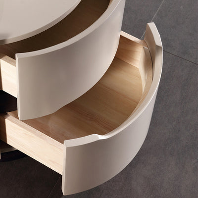 Round Anti-Collision Rotatable Nightstand - Luxury Design Practical Storage Board Side Table 2-Drawer For Bedroom