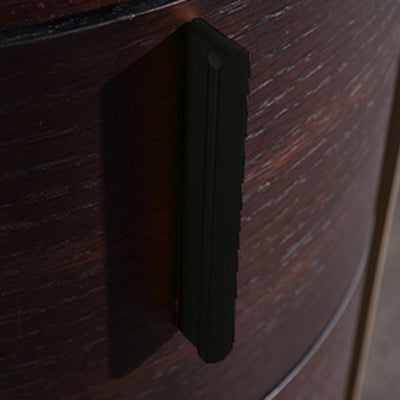 Contemporary Retro Nightstand - Space Aesthetic Highlight & Cylindrical Anti-Collision Design Bedside Table 2-Drawer For Bedroom