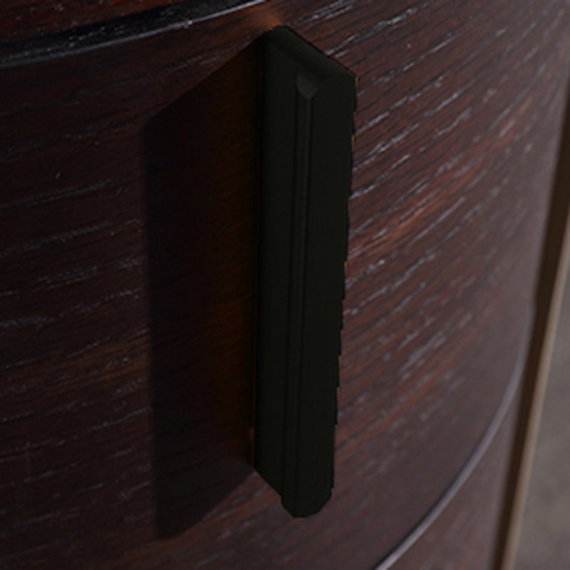 Contemporary Retro Nightstand - Space Aesthetic Highlight & Cylindrical Anti-Collision Design Bedside Table 2-Drawer For Bedroom