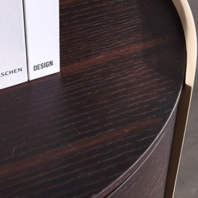 Contemporary Retro Nightstand - Space Aesthetic Highlight & Cylindrical Anti-Collision Design Bedside Table 2-Drawer For Bedroom