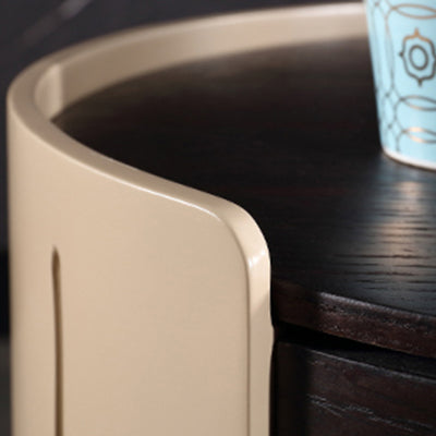 Contemporary Retro Nightstand - Space Aesthetic Highlight & Cylindrical Anti-Collision Design Bedside Table 2-Drawer For Bedroom