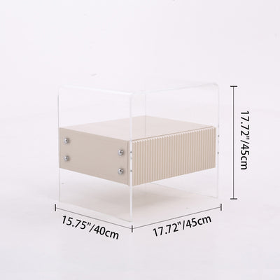 Transparent Acrylic Nightstand - Minimalist Sturdy U-Shaped Support Legs Bedside Table 1-Drawer For Bedroom & Living Room