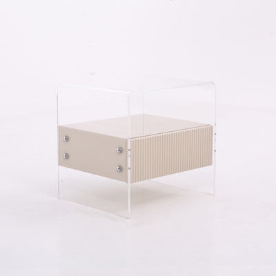 Transparent Acrylic Nightstand - Minimalist Sturdy U-Shaped Support Legs Bedside Table 1-Drawer For Bedroom & Living Room