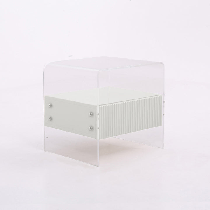 Transparent Acrylic Nightstand - Minimalist Sturdy U-Shaped Support Legs Bedside Table 1-Drawer For Bedroom &amp; Living Room