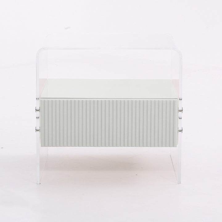 Transparent Acrylic Nightstand - Minimalist Sturdy U-Shaped Support Legs Bedside Table 1-Drawer For Bedroom &amp; Living Room