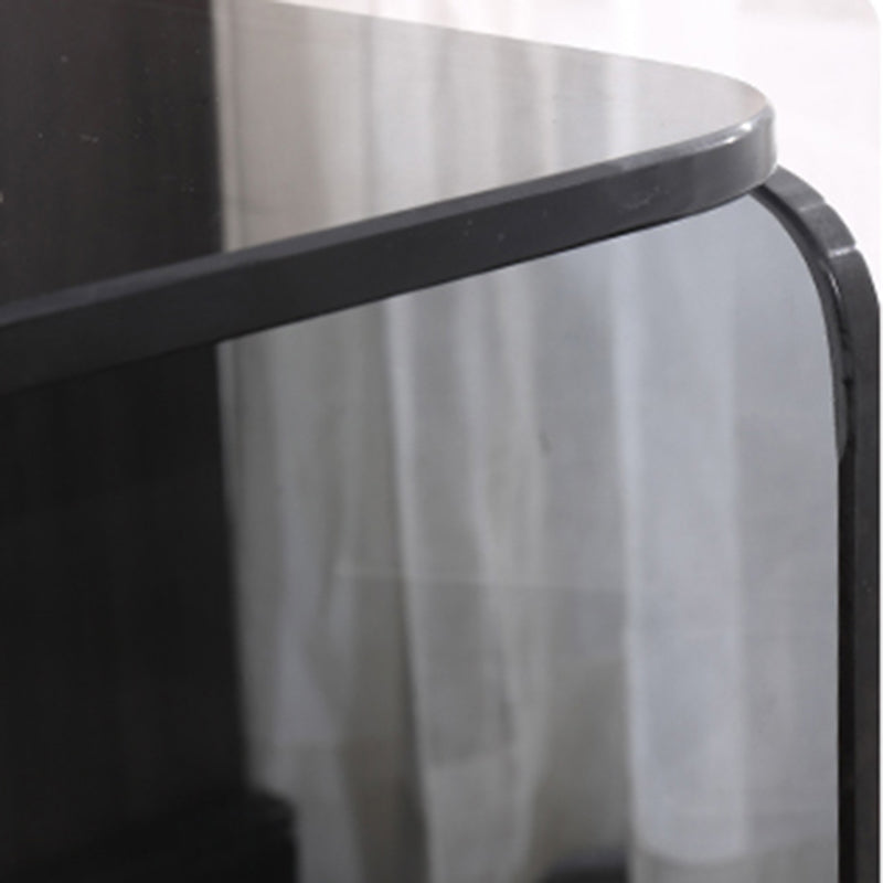 Clear Texture Nightstand - Transparent Tempered Glass Bedside Table 1-Drawer For Bedroom & Living Room