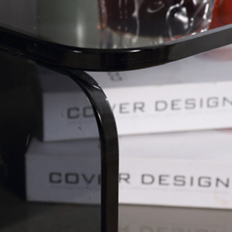 Clear Texture Nightstand - Transparent Tempered Glass Bedside Table 1-Drawer For Bedroom & Living Room