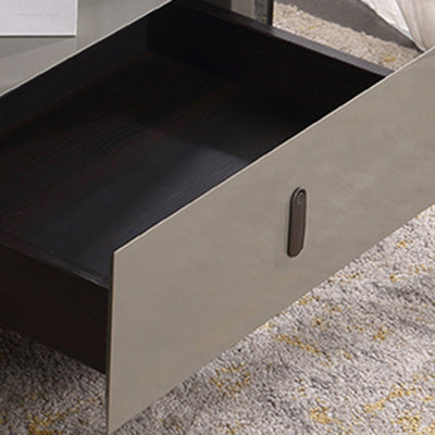 Clear Texture Nightstand - Transparent Tempered Glass Bedside Table 1-Drawer For Bedroom & Living Room