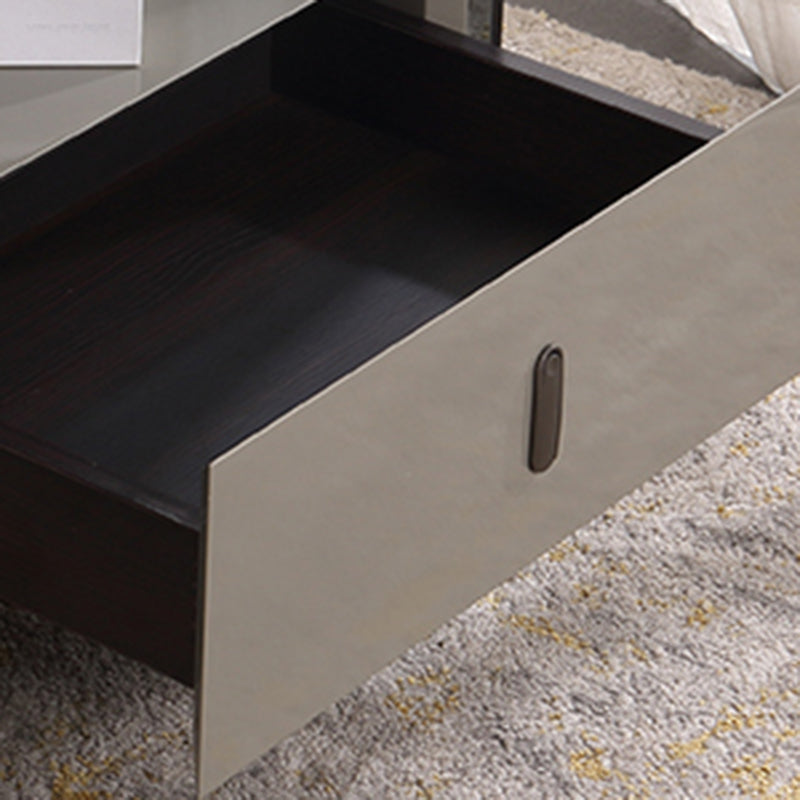 Clear Texture Nightstand - Transparent Tempered Glass Bedside Table 1-Drawer For Bedroom & Living Room