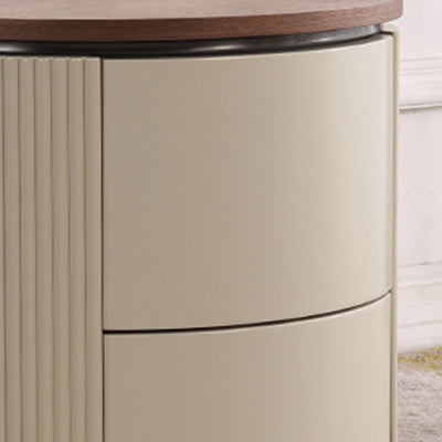 Contemporary Luxury Cylindrical Nightstand - Press-to-Open Bedside Table 2-Drawer For Bedroom