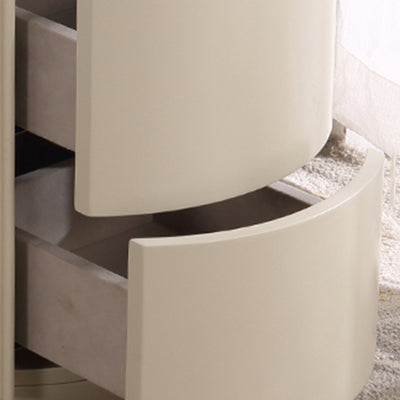 Contemporary Luxury Cylindrical Nightstand - Press-to-Open Bedside Table 2-Drawer For Bedroom