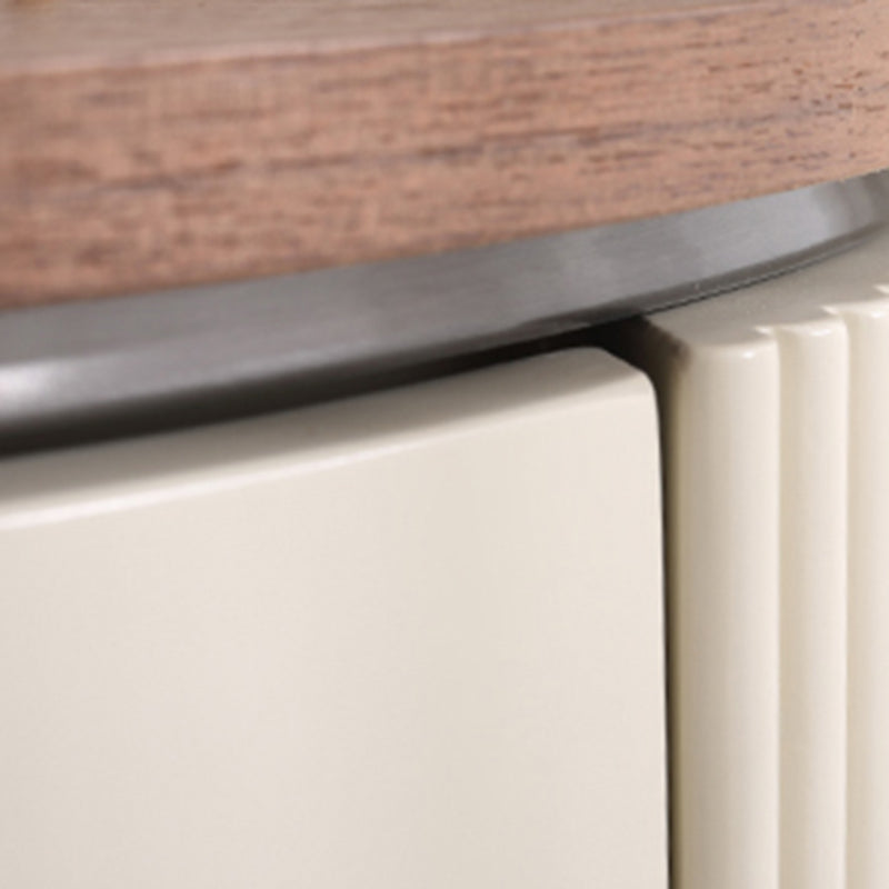 Contemporary Luxury Cylindrical Nightstand - Press-to-Open Bedside Table 2-Drawer For Bedroom