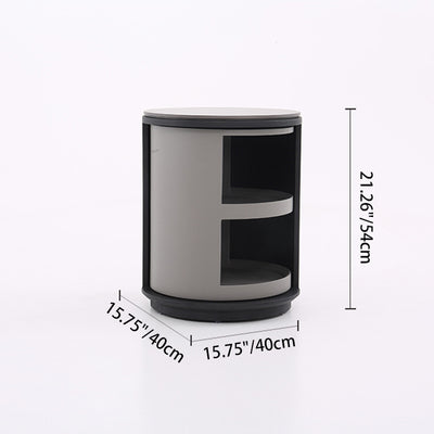 Industrial Rotating Nightstand - Round Skin-Friendly Baking Paint Bedside Table 3-Tier For Bedroom & Living Room