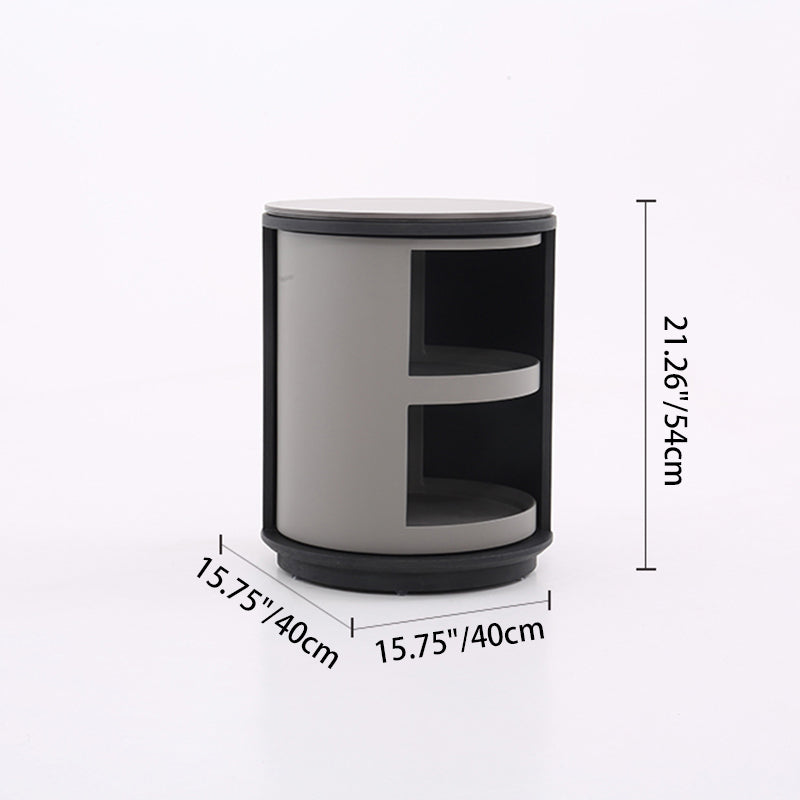 Industrial Rotating Nightstand - Round Skin-Friendly Baking Paint Bedside Table 3-Tier For Bedroom & Living Room