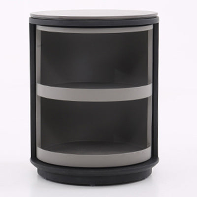 Industrial Rotating Nightstand - Round Skin-Friendly Baking Paint Bedside Table 3-Tier For Bedroom & Living Room