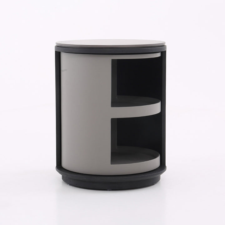 Industrial Rotating Nightstand - Round Skin-Friendly Baking Paint Bedside Table 3-Tier For Bedroom &amp; Living Room