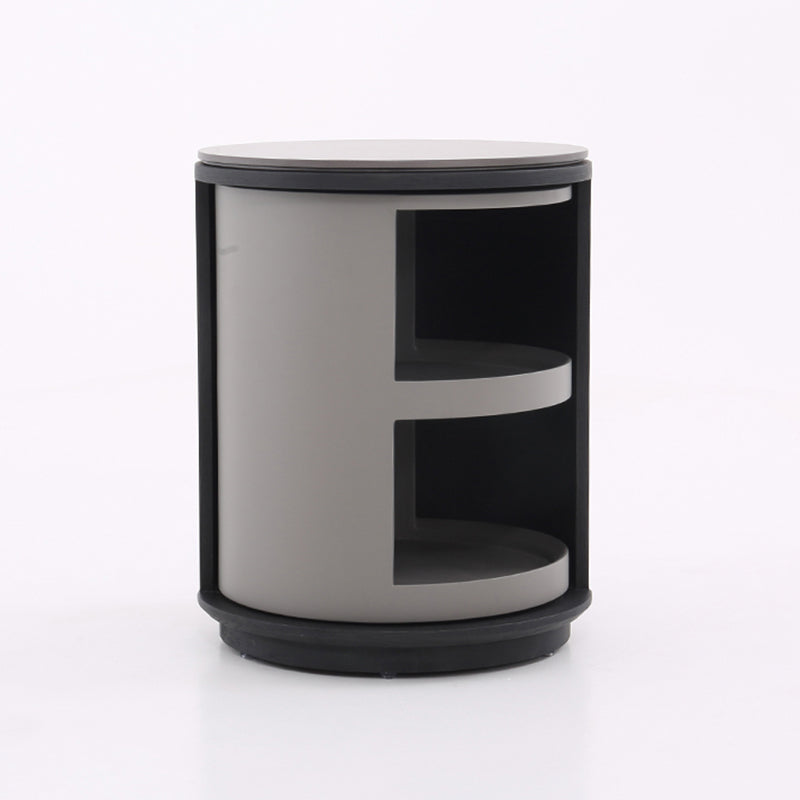 Industrial Rotating Nightstand - Round Skin-Friendly Baking Paint Bedside Table 3-Tier For Bedroom & Living Room