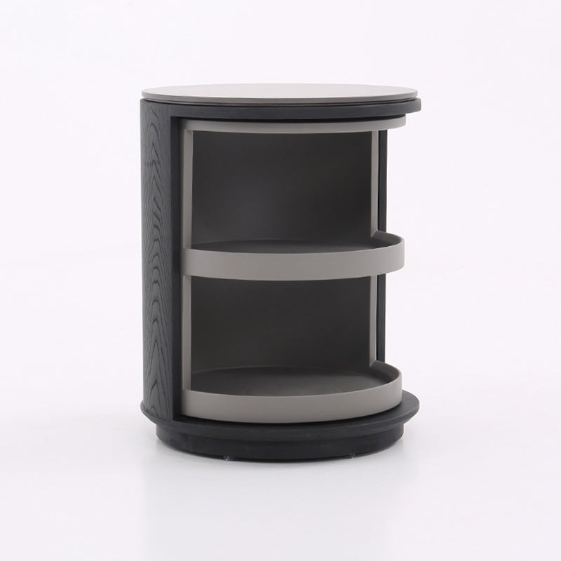 Industrial Rotating Nightstand - Round Skin-Friendly Baking Paint Bedside Table 3-Tier For Bedroom &amp; Living Room