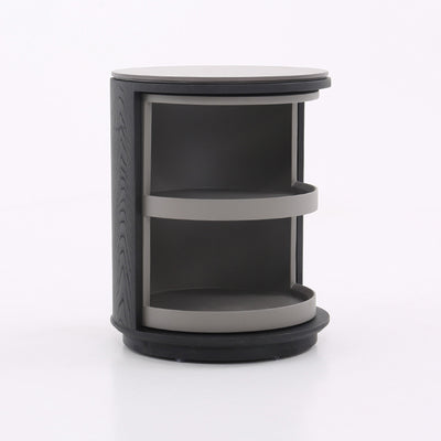 Industrial Rotating Nightstand - Round Skin-Friendly Baking Paint Bedside Table 3-Tier For Bedroom & Living Room