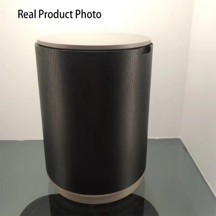 Modern Minimalist Smoked Wood Nightstand - High-Quality Round Design Bedside Table 2-Cabinet For Bedroom &amp; Living Room