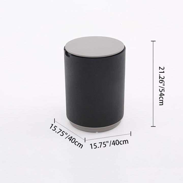 Table de chevet moderne minimaliste en bois fumé - Table d’appoint ronde de haute qualité avec 2 armoires pour chambre et salon 