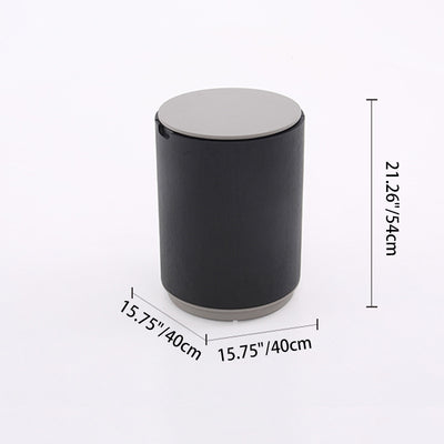 Modern Minimalist Smoked Wood Nightstand - High-Quality Round Design Bedside Table 2-Cabinet For Bedroom & Living Room