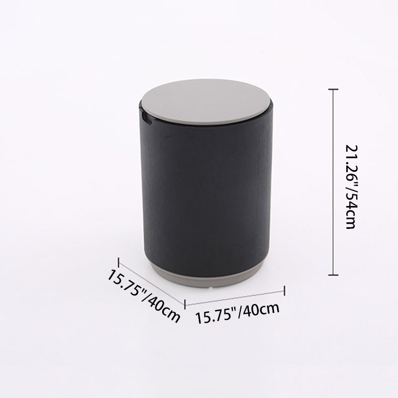 Modern Minimalist Smoked Wood Nightstand - High-Quality Round Design Bedside Table 2-Cabinet For Bedroom & Living Room