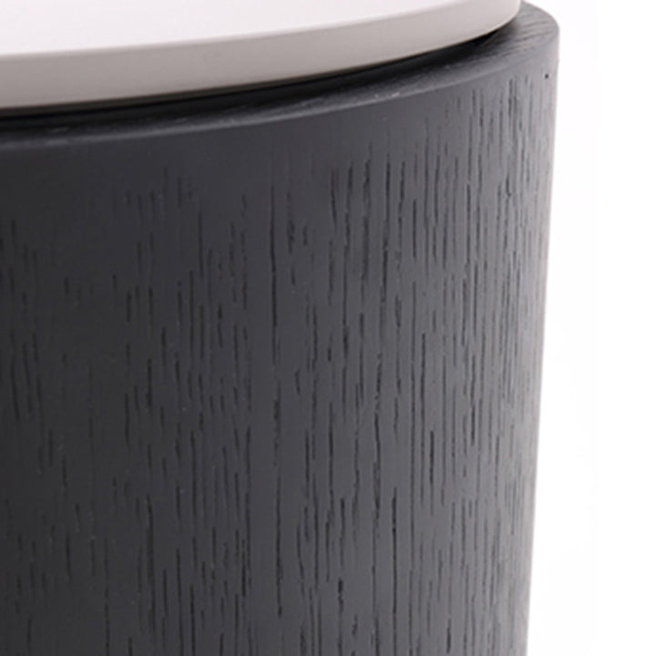 Modern Minimalist Smoked Wood Nightstand - High-Quality Round Design Bedside Table 2-Cabinet For Bedroom &amp; Living Room