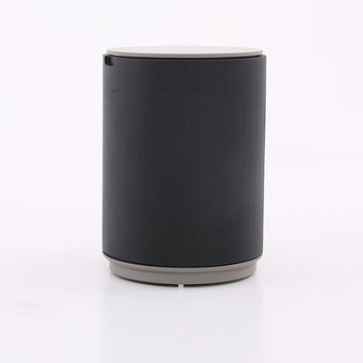 Modern Minimalist Smoked Wood Nightstand - High-Quality Round Design Bedside Table 2-Cabinet For Bedroom & Living Room