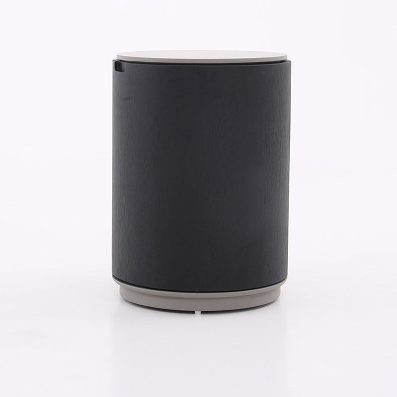 Modern Minimalist Smoked Wood Nightstand - High-Quality Round Design Bedside Table 2-Cabinet For Bedroom & Living Room