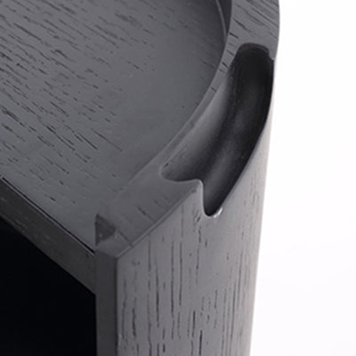 Modern Minimalist Smoked Wood Nightstand - High-Quality Round Design Bedside Table 2-Cabinet For Bedroom & Living Room