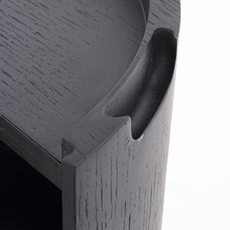 Modern Minimalist Smoked Wood Nightstand - High-Quality Round Design Bedside Table 2-Cabinet For Bedroom & Living Room