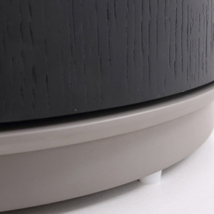 Modern Minimalist Smoked Wood Nightstand - High-Quality Round Design Bedside Table 2-Cabinet For Bedroom &amp; Living Room