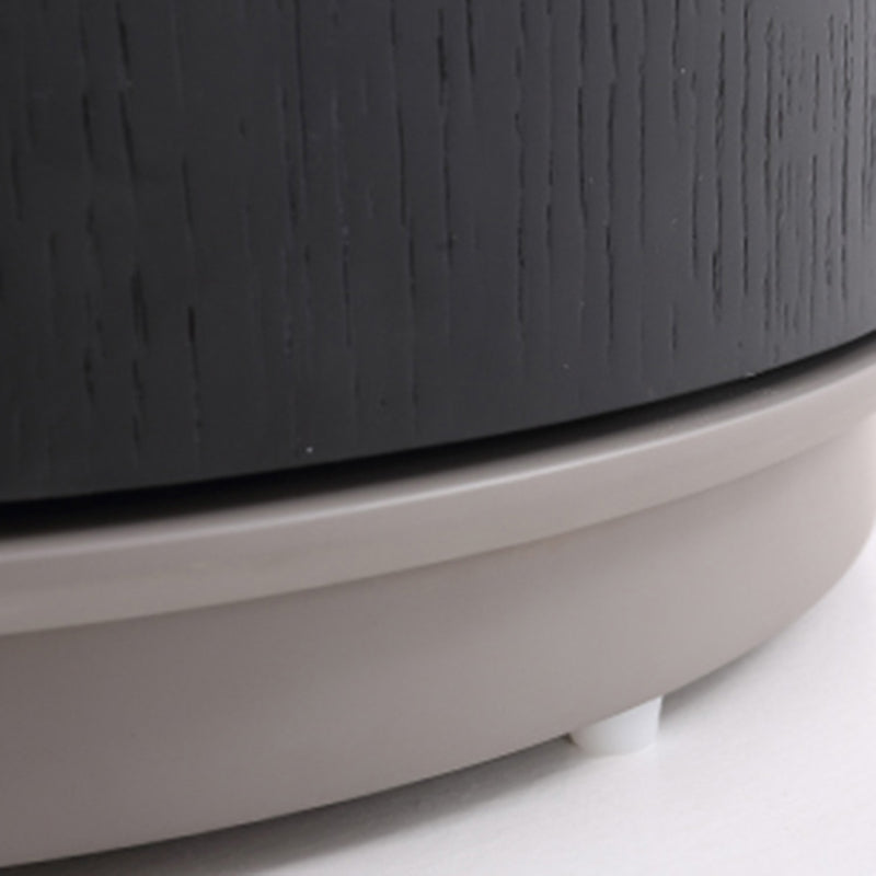Modern Minimalist Smoked Wood Nightstand - High-Quality Round Design Bedside Table 2-Cabinet For Bedroom & Living Room