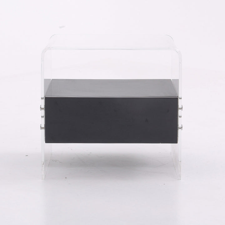 Mesita de noche de estilo industrial de acrílico - Estética funcional mesa de noche rectangular de 1 cajón para dormitorio y sala de estar 