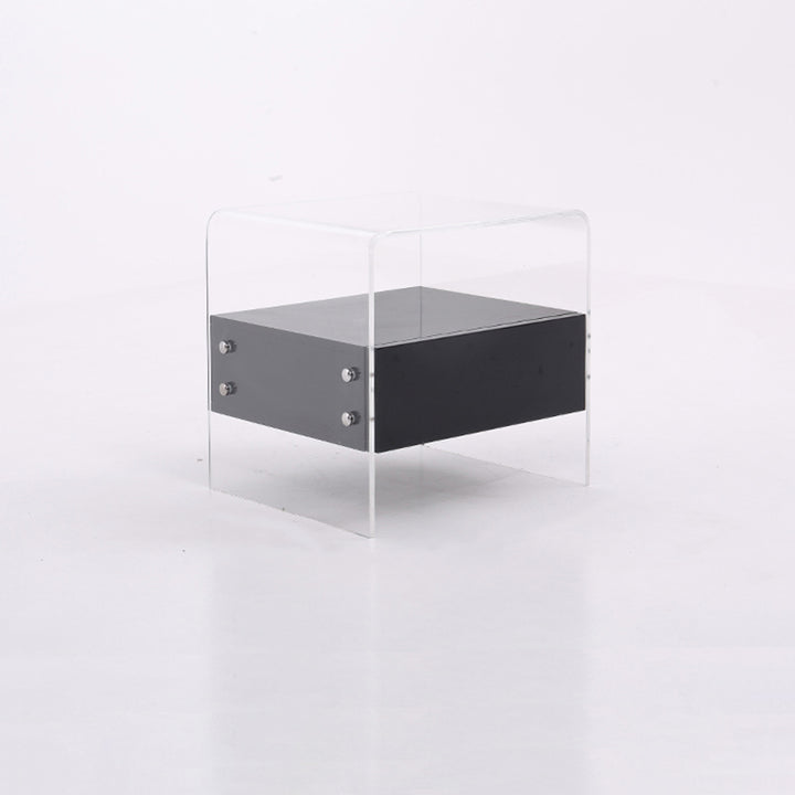 Mesita de noche de estilo industrial de acrílico - Estética funcional mesa de noche rectangular de 1 cajón para dormitorio y sala de estar 
