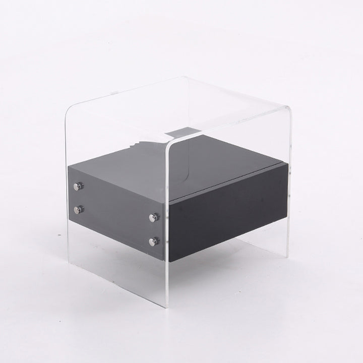 Mesita de noche de estilo industrial de acrílico - Estética funcional mesa de noche rectangular de 1 cajón para dormitorio y sala de estar 