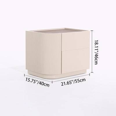 Premium Luxury Nightstand - Delicate Textured Panel Bedside Table 2-Drawer For Bedroom & Living Room